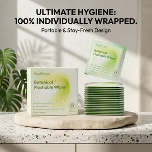 AquVryne Flushable Wipes, Mini Wipes for Travel & Hygiene, Individually Wrapped Full-Size Wipes, Mini Toiletries For Purse, Ph Balance & Alcohol Free & Odor Control, 20/40 Packs
