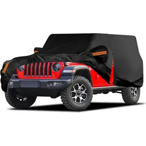 Waterproof Car Cover for Jeep Wrangler 4 Door 2006-2025 JK JL Outdoor Waterproof Sun Rain Snow Hail Protection with Driver Door Zipper