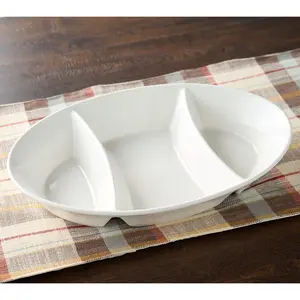 Home Reflections White Porcelain Triple Divided Serving Platter Home Reflections White Porcelain Triple Divided Serving Platter