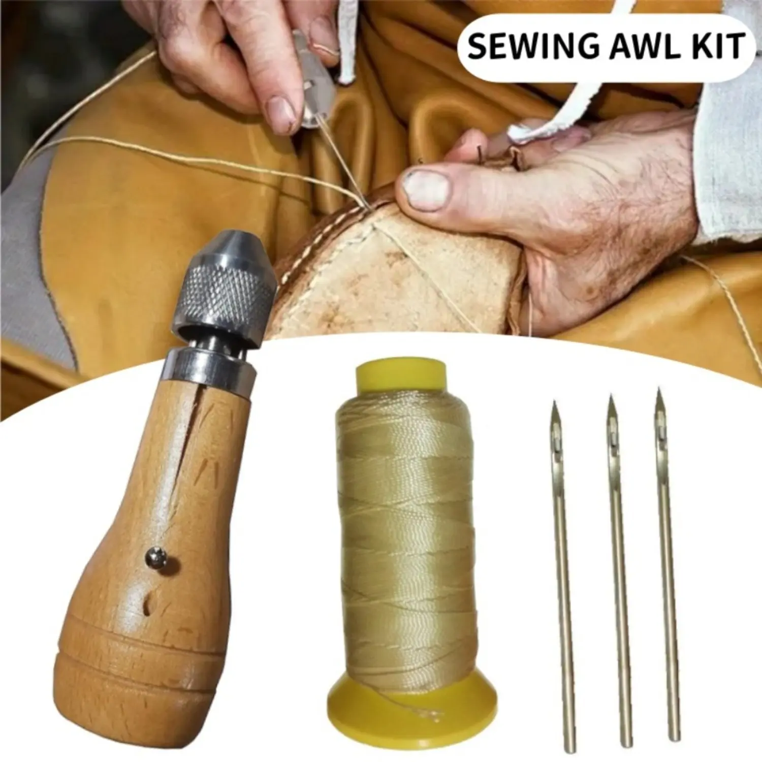 5 Pcs Swift Stitch Hand Awl Kit, Sewing Accessories and Supplies, Tools for Leather, Canvas Repair (Saddles, Coats, Seats), Sewing Tools