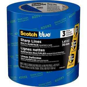 Lines Multi-Surface Painter's Tape, 1.41 Inches x 60 Yards, 3 Rolls, Blue, Tape Protects Surfaces and Removes, Edge-Lock Painting Tape for Indoor and Use