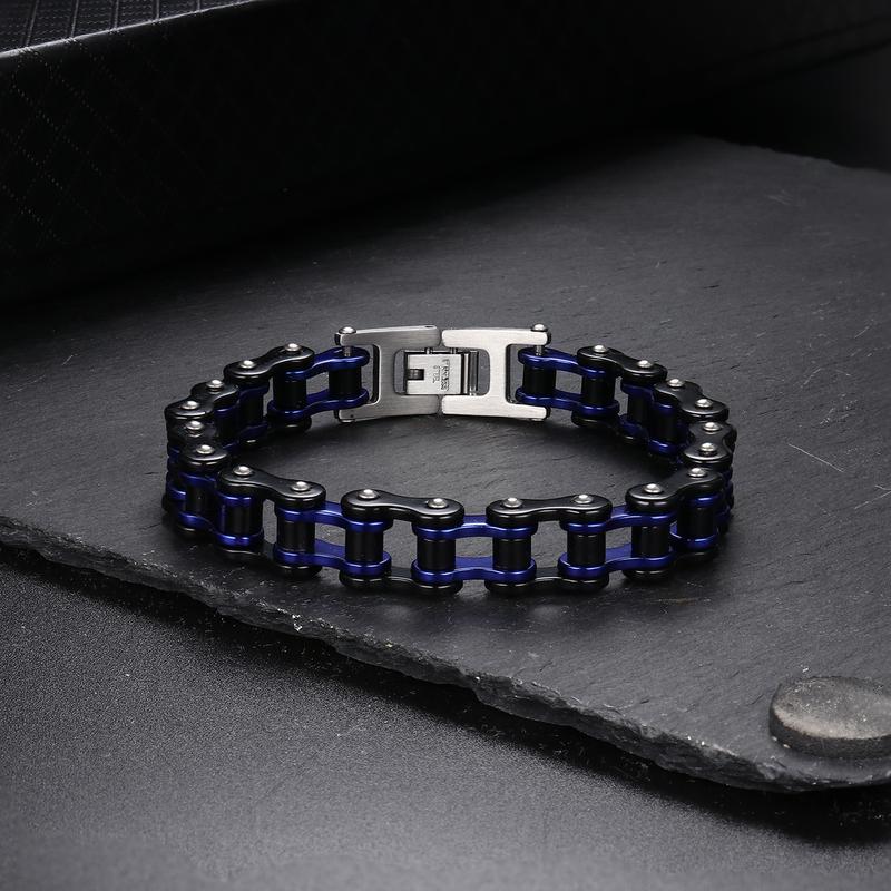 Drperfect Mens Bracelet Stainless Steel Motorcycle Bike Chain Bracelets 8.4 Inch