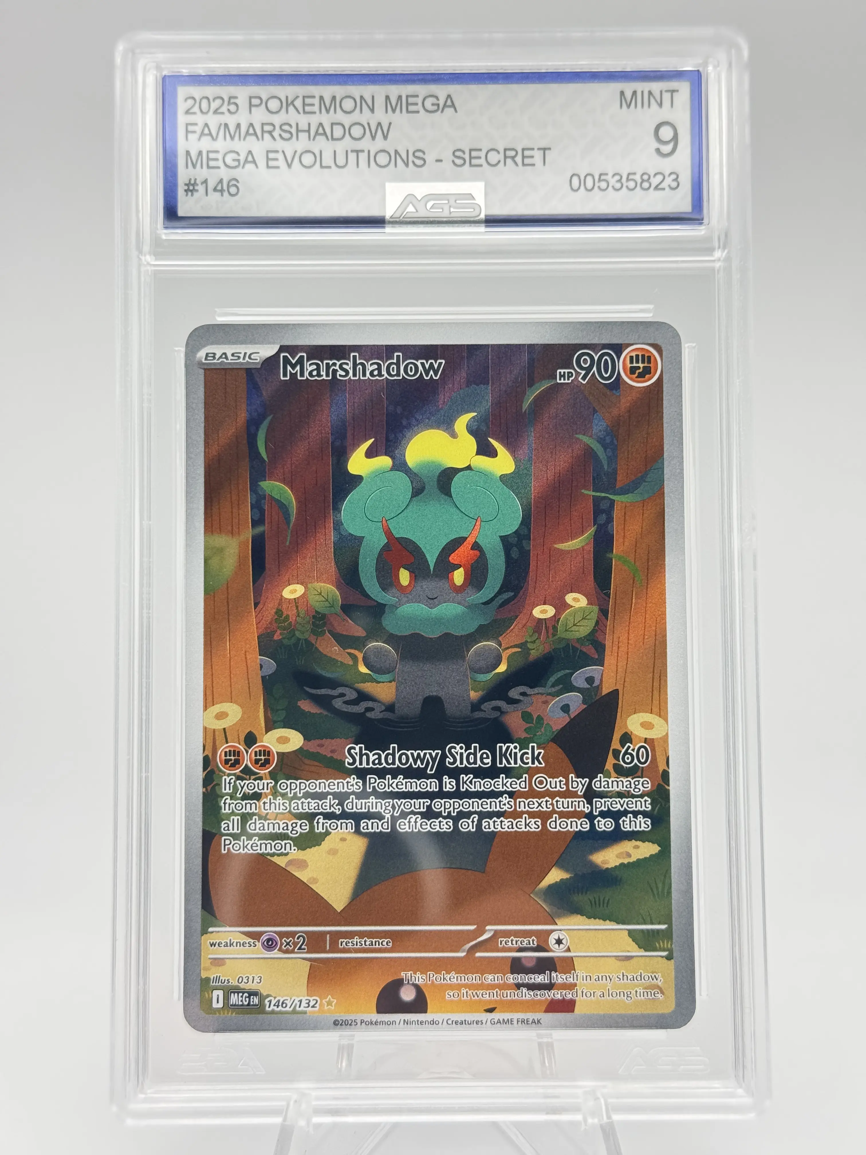 Graded AGS 9.5 Marshadow 2025 Mega Evolutions 146 Holographic Pokemon Card