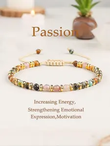 Natural Strawberry Quartz Bracelet, Unique Cutout Design, Women's Fashion Jewelry, Perfect Gift for Friends, High-Quality Corded Accessory, Energy Bracelet