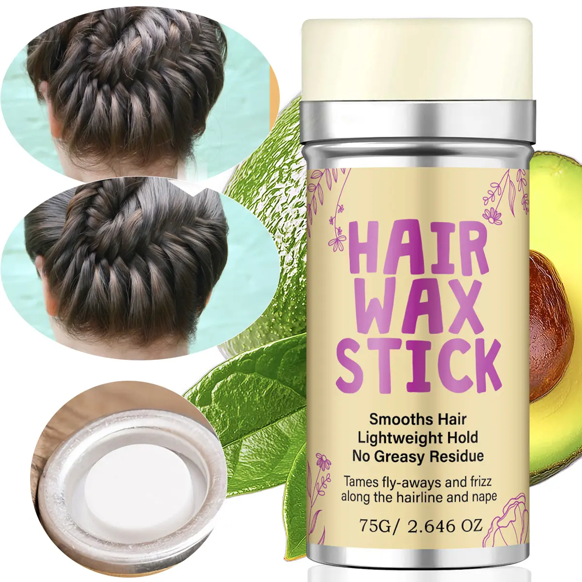 Hair Wax Stick, Haircare Slick Back Hair Stick for Tame Flyaways, Frizz, Frizz Free Styling, Sleek Ponytail, Buns, Edge Control Gel, Flyaway Control, Flyaway Hair Tamer
