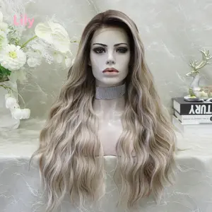 IMstyle Lily low density 26'' 13*4 free parting with water wave blonde with highlight lace front wigs W194-C225