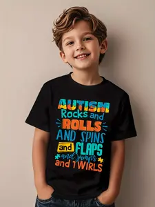 Individualistic round-neck short-sleeved shirts for Boy and girl 🔥   Autistic Kids - Autism Awareness Novelty Aesthetic Graphic Kid T-Shirt Casual Kid T Shirts Trending Tees Tops for Kid