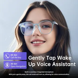 Smart Glasses for Women Men, Bluetooth Glasses with Photochromic Lenses Touch Control Voice Assistant for Clear Audio Remote Photography, Transparent frame and white legs, Perfect for Indoor Outdoor