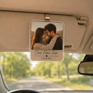 [SEND YOUR PHOTO VIA MESSAGE] Personalized Photo Car Visor Clip, Custom Drive Safe Daddy Gift, Father’s Day Gift from Kids or Wife, Custom Car Ornament & Fridge Magnet, Unique Anniversary Gift for Him, Boyfriend, Dad