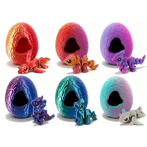 12-Piece Set, 3D Printed Hatching Adorable Pet Dragon Eggs, Includes 6 Eggs + 6 Dinosaurs, Bendable Joint Anime Figurine Decorations