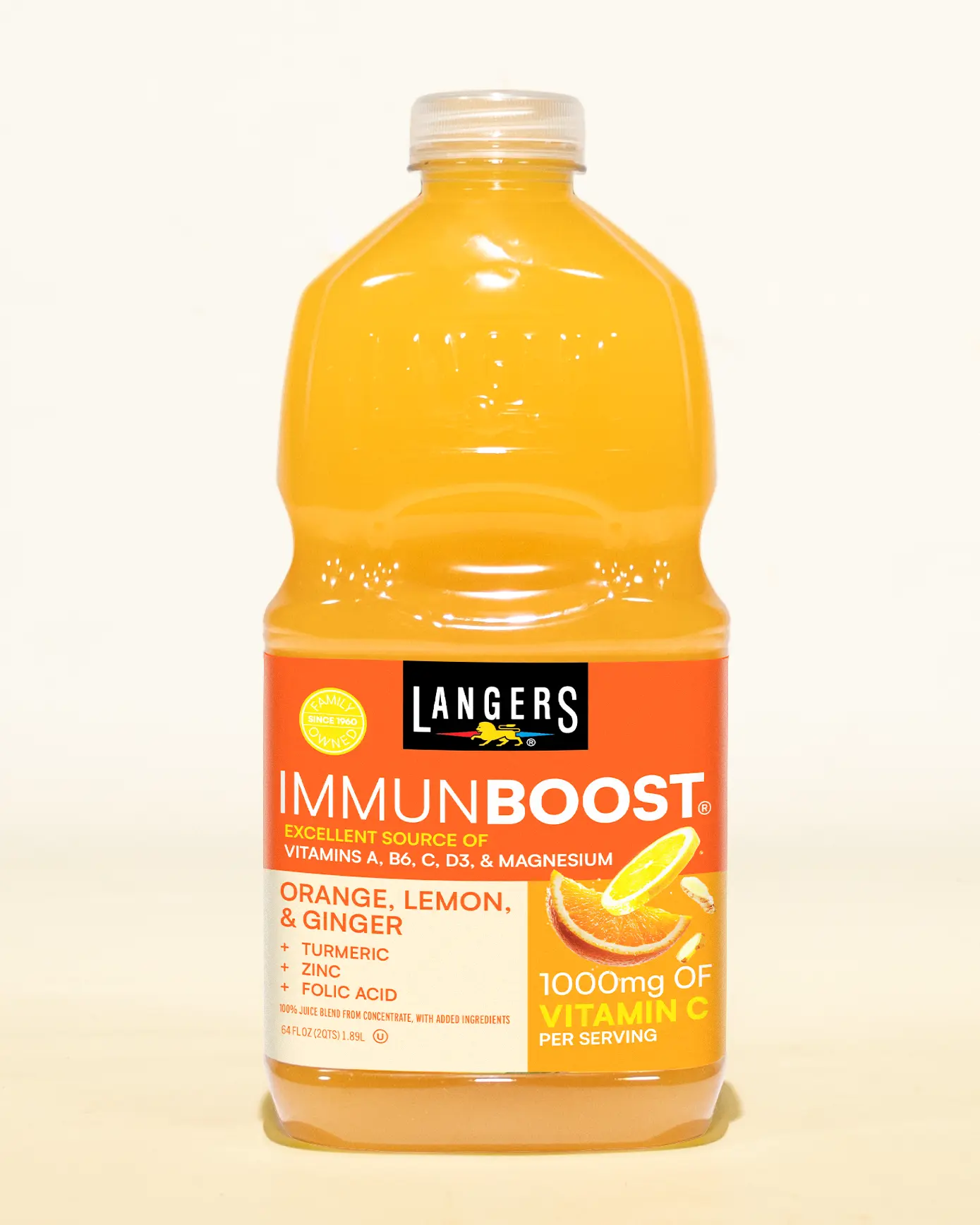 64oz IMMUNBOOST 100% Juice - Orange, Lemon and Ginger with Vitamins, Magnesium, Zinc and Turmeric