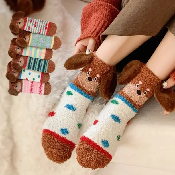 Cute Dachshund Fleece Lined Thermal Socks for Women | Thick Plush Mid-Calf Crew Socks, Warm Soft Sausage Dog Design for Dog Lovers & Daily Loungewear