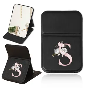 Handheld Portable Leather Makeup Mirror, Portable Trifold Mirror, Creative Fashionable Design, Durable & Dustproof, Perfect for Travel & Daily Use