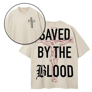 [Holy Threads] Saved By The Blood Unisex Washed T-shirt Vintage Tee Jesus Shirt Jesus Tee Christian Merch Christian Apparel God Apparel christian  bible  shirt