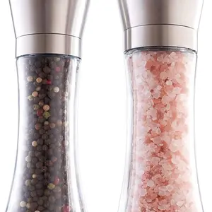Gorgeous Salt And Pepper Grinder Set - Refillable Stainless Steel Combo Shakers With Adjustable Coarse Mills - Enjoy Your Favorite Spices, Fresh Ground Pepper, Himalayan Or Sea Salts