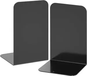 Bookends 1 Pair, Black Metal Book Ends, Heavy Bookends for Shelves, Book Stopper for Heavy Books, Book Organizer for Home Office School Supplies