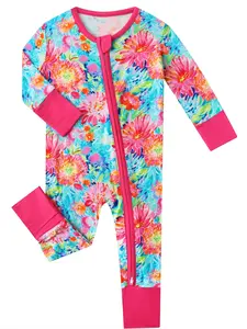 Posh TOT Coral Garden Bamboo Baby Convertible Zippy Romper