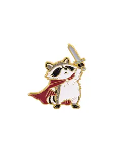 Raccoon Knight Badge Pin, Cartoon Animal Design, Unisex Casual Clothing Accessory, Perfect Gift for Family and Friends