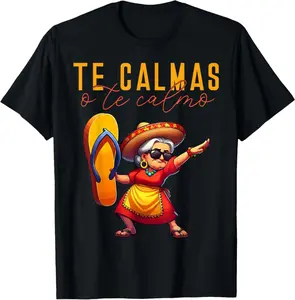 Mexican Spanish Mother Mom Emoticons Te Calmas O Te Calmo. Casual crew neck short sleeve tops, graphic t-shirts, gifts for mom,
