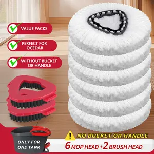 Mop Refills and Scrub Brush Heads Pack For O-Cedar EasyWring 1 Tank System Durable Bristles & Microfiber Mop for Deep Cleaning/Bathroom/Kitchen