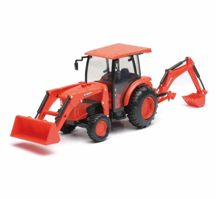New Ray Kubota Farm Backhoe Loader, Orange SS-33123 1/18 Scale Model Vehicle Replica