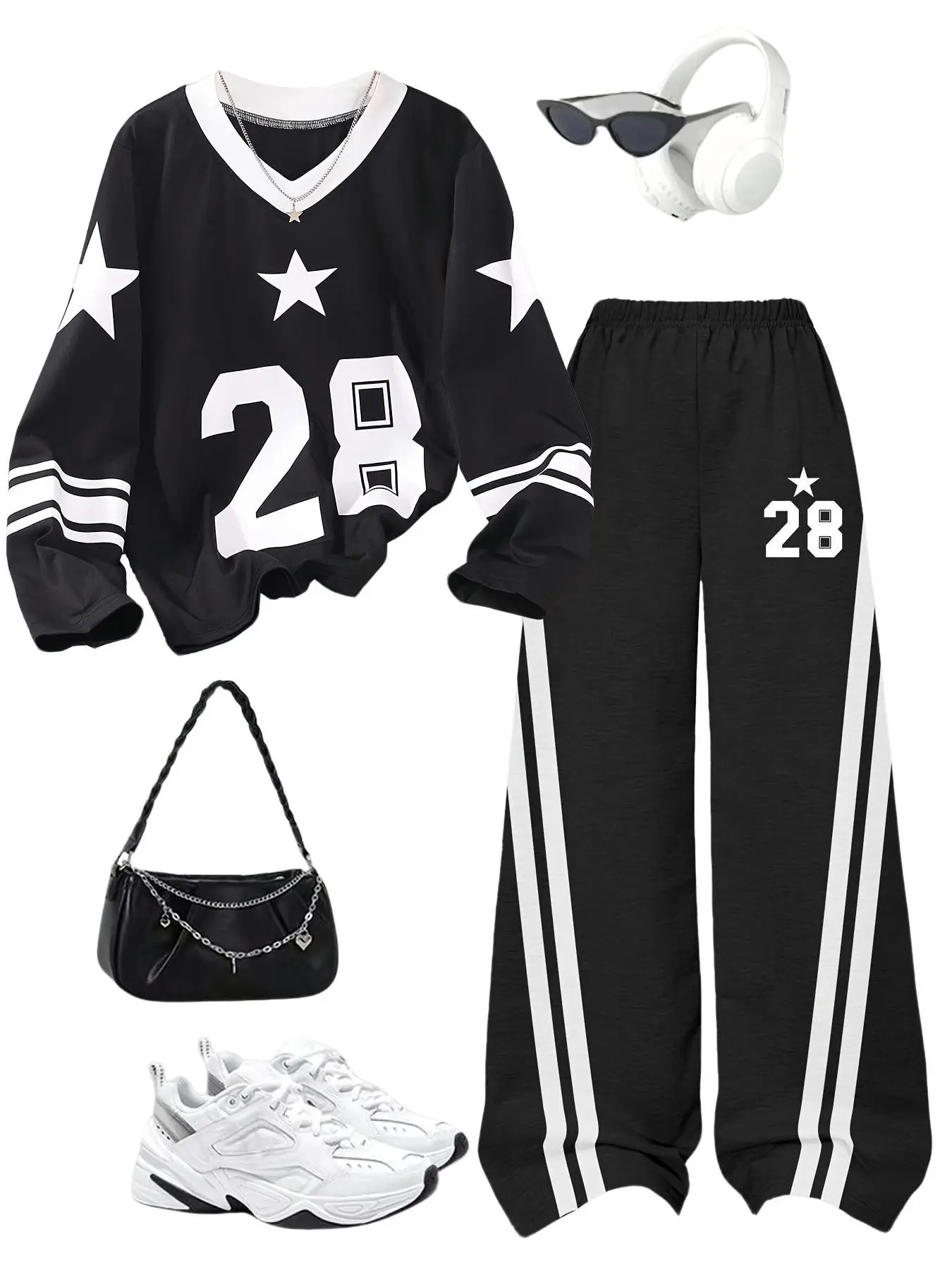 Girls' Spring & Fall Set, Teenage Girl Two-Piece Casual Set, Number Print Long Sleeve + Pants, Kids Daily Wear, Fashionable, Tween Set, Fashion Style Sets, Clothes Sets
