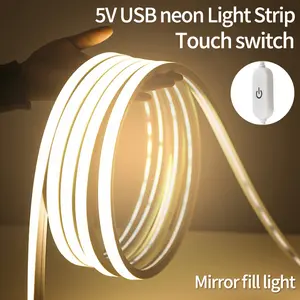 MAMXUAN,1 piece white light LED strip 5V USB LED flexible neon light strip, adjustable light, touch control, flexible and cuttable, 6000K, suitable for indoor kitchen bedroom DIY decoration (power adapter not included)