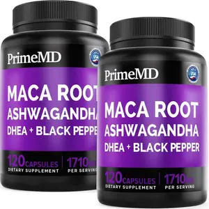 6-in-1 Organic Maca Root & Ashwagandha Capsules 1710mg – Black Maca with DHEA & Black Pepper for Stamina, Mood & Bone Support, 120 Capsules (2 Pack)