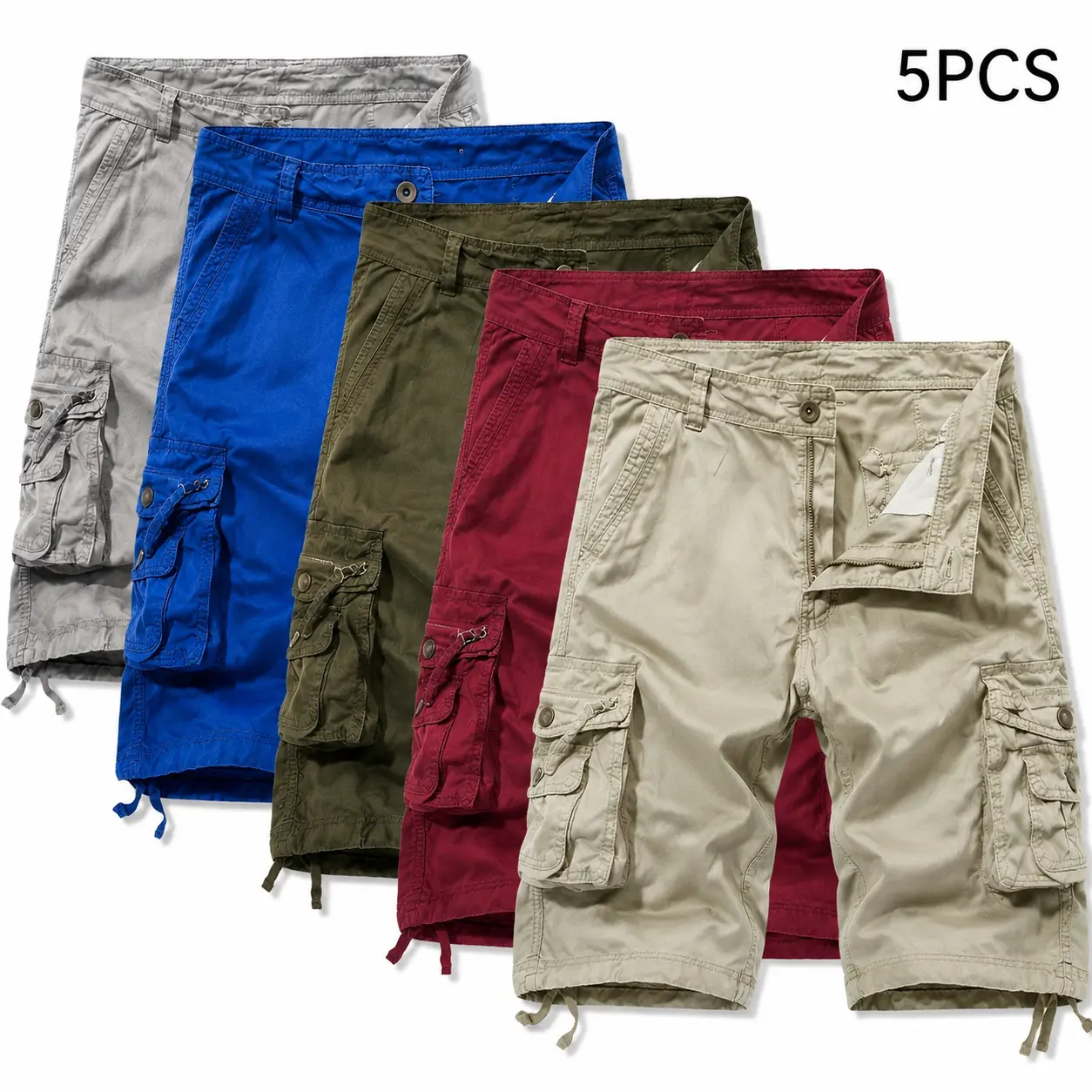 Men's Cotton Cargo Shorts in a Casual Loose Fit with Multiple Pockets, Stylish Mid-Length Summer Wear Men's Cotton Cargo Shorts in a Casual Loose Fit with Multiple Pockets, Stylish Mid-Length Summer Wear