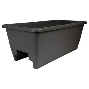 The HC Companies Deck Railing Planter Box with Removable Drain Plugs, 24", Black