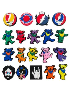 19pcs Cartoon Lightning Skull and Dancing Bear Shoe Accessories, Shoe Charm Set, Shoe Embellishment Set, Shoe Adornments, DIY Shoe Decorations, Perfect for Birthday Gifts and Daily Wear，Includes Grateful Dead Bob Weir party gifts