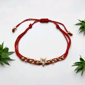 red string gold charm star charm adjustable