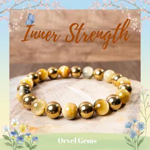Inner Strength Crystal Therapy Bracelet | 8mm Tiger's Eye, Chrysocolla, Garnet, Hematite, Tourmalinated Quartz, Obsidian, Howlite, Amethyst, Peach Moonstone, Rutilated Quartz & Agate Beads | Handcrafted Jewelry for Confidence, Courage, & Mental Clarity