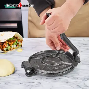 Vivicreate Tortilla Press 7.5 inch, Cast Iron Tortilla Maker, Heavy Duty Tortillera Pataconera, Flour Tortilla Press, Roti Maker, Taco Maker, Taco Press, Black