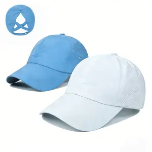 Women's Criss Cross Ponytail Baseball Cap, Breathable Mesh Quick Dry Hat, Adjustable Sun Hat for Golf, Running, Hiking & Beach