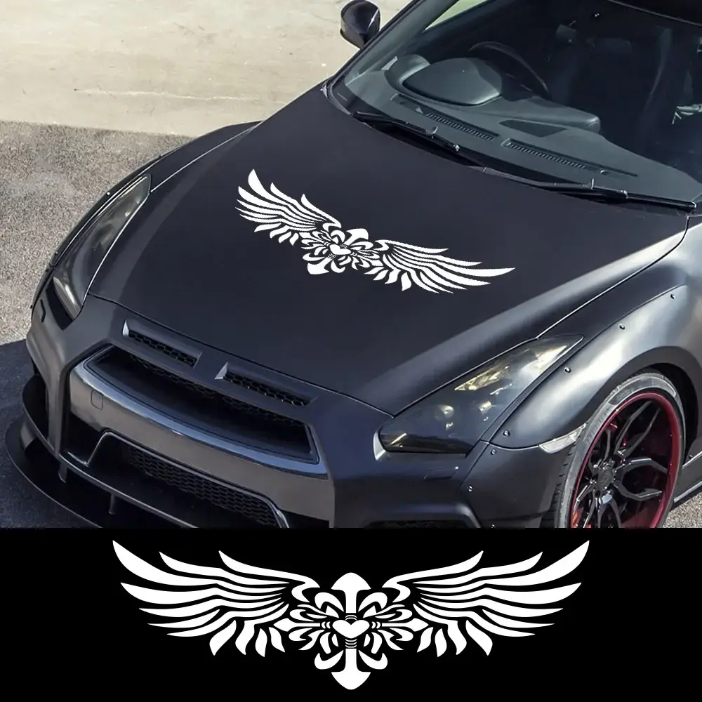 Car Hood Stickers 70x22cm Angel Wings 3D Waterproof DIY Vinyl Decoration For Hood Body Door Windows Auto Styling Accessories