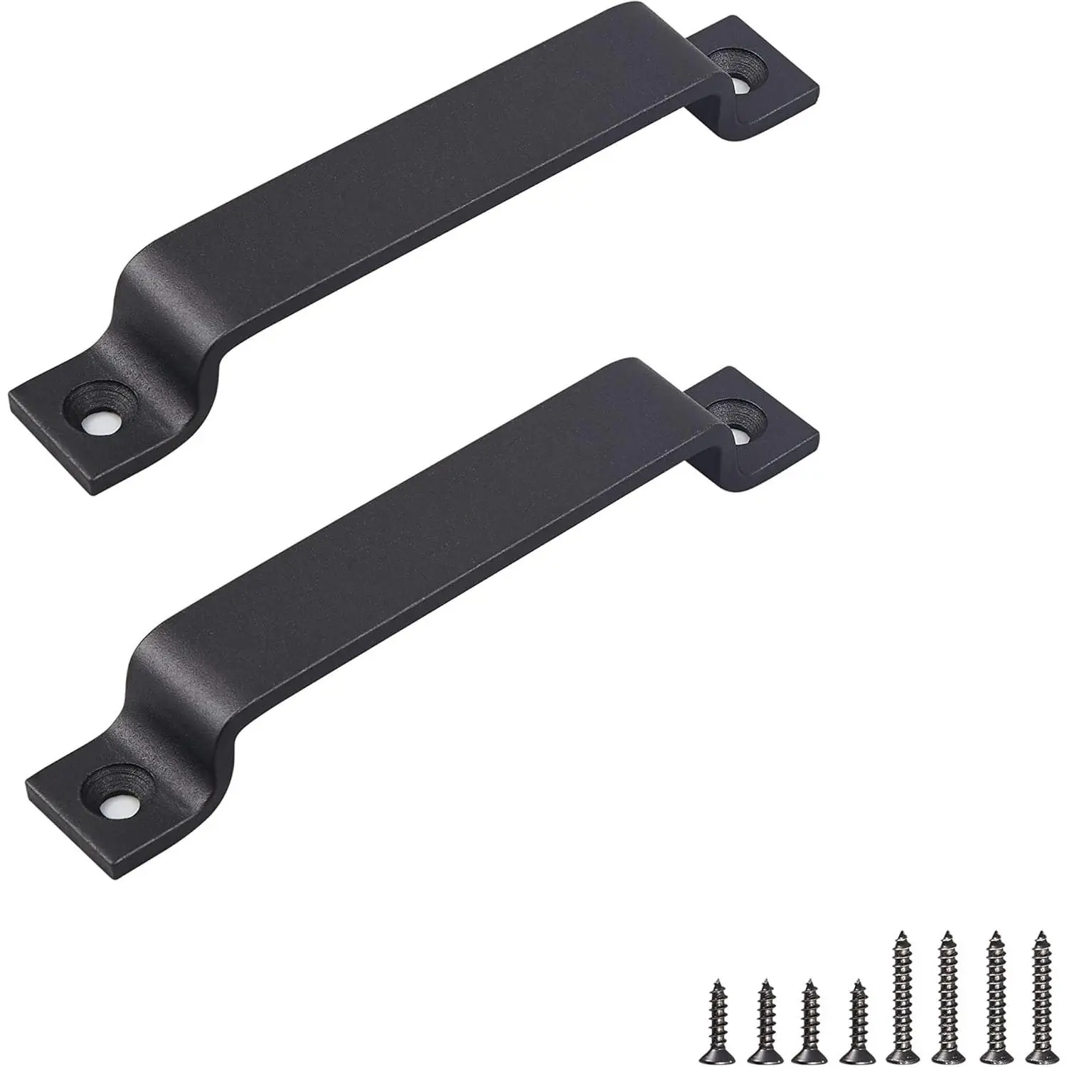 Barn Door Handle, Black 6.42 inch Gate Handle Set (Pack of 2), Door Pull, Pull Handle for Sliding Door Cabinet Closet Drawer Garage Shed- 2 Sets of Different Lengths Screws