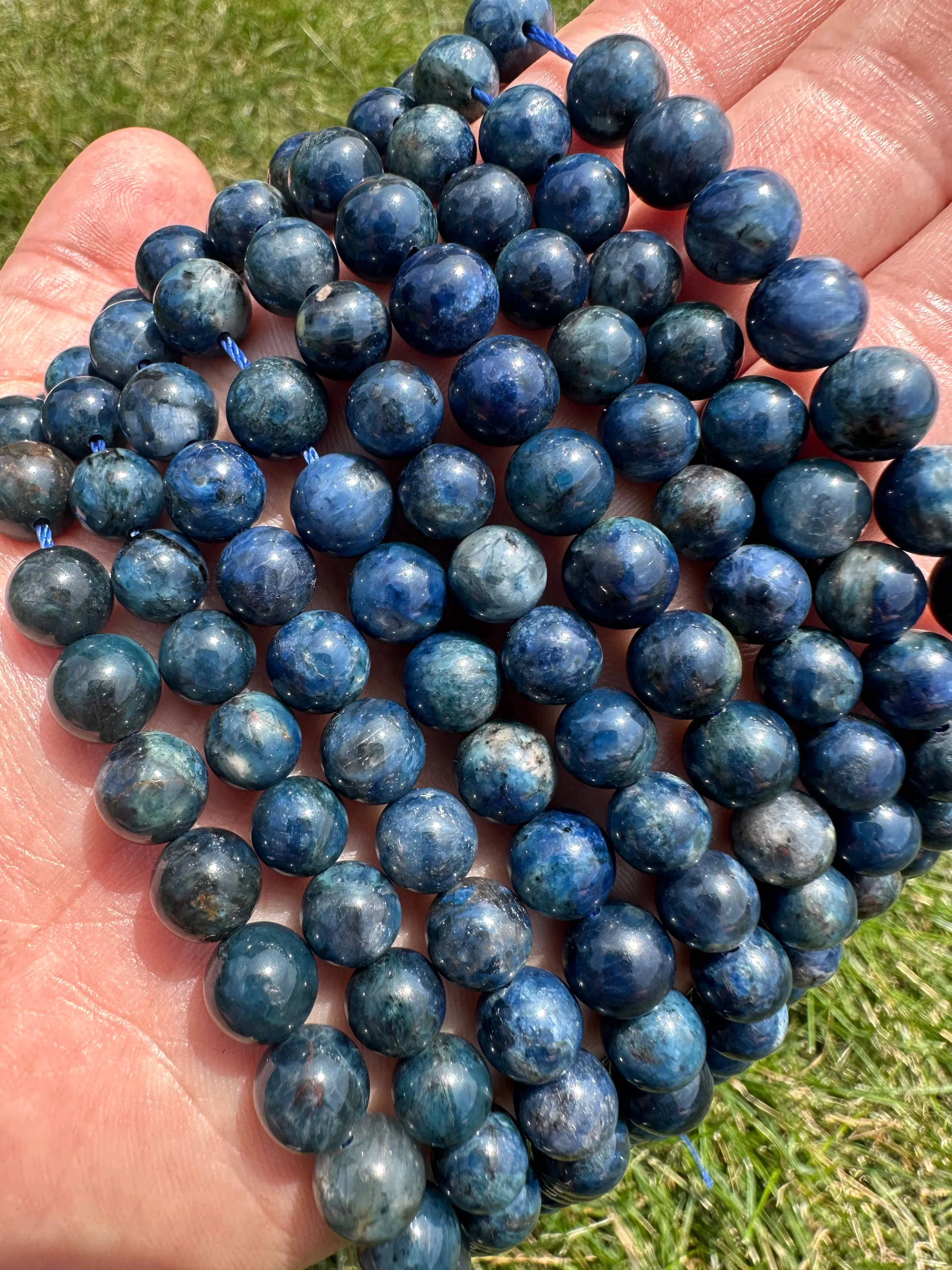 New Moon Beginnings Blue Apatite Bead Strand - Natural Beads in Blue Color