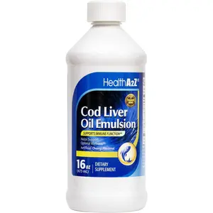 HealthA2Z® Cod Liver Oil with Vitamins A, Vitamin D and Vitamin E Supports Immune System | Healthy Heart*, Brain*, Joint*, and Eye Health* | Cherry Flavor | 16oz (473ml)