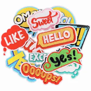 12Pcs Fun Word & Floral Embroidered Iron On Patches, Cute Sew On Appliques for Backpacks Coats Socks Hats DIY Craft