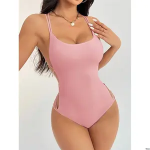 UpBodysuit tiktokPETITEWomenBlackKnittedBacklessTie -