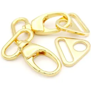 2 Sets  Swivel Snap Hook with Triangle Rings Push Gate Lobster Claw Clasp for Purse Bags Sewing Accessories (1 Inch, )