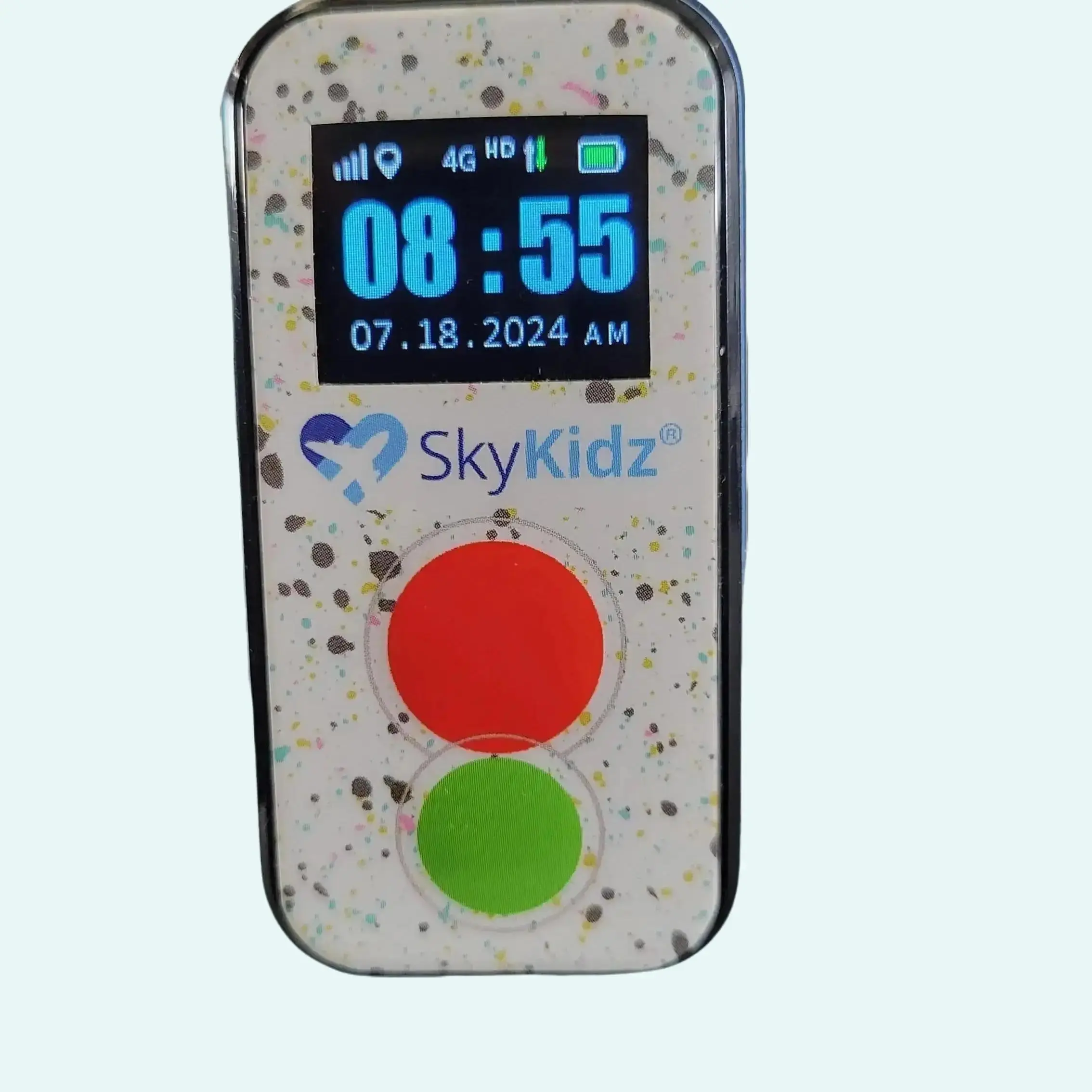 POMM Sky Kidz Wearable Tracker phone with Mobile App, Free Voice Messaging, Time Display, Free Lanyard & Multicolor Features portable mini item locator