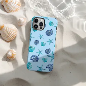 Watercolor Nautical Coastal Beach Starfish and Seashells Phone Case, Beachy Tropical Phone Case