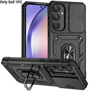 Shockproof Phone Case with Slide Camera Lens Protector, 1 Count Phone Protective Cover with Ring Stand, Phone Accessories Compatible with Samsung Galaxy A13 A14 A16 A33 A34 A53 A54 4G/5G