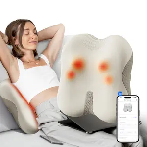 Arboleaf Cordless Back Massager with Heat, Bluetooth App Control Shiatsu Neck & Back Massage Pillow for Pain Relief, Deep Kneading for Home, Car & Travel, Gifts for Mom Dad