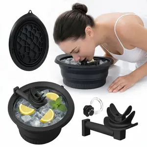 Face Bowl for Ice with Detachable Breathing Tube, Foldable Silicone Face Dip Bowl with All-in-One Ice Maker, Extra-Long Cold Therapy 15 Min for Reducing Puffiness, Pore Tightening