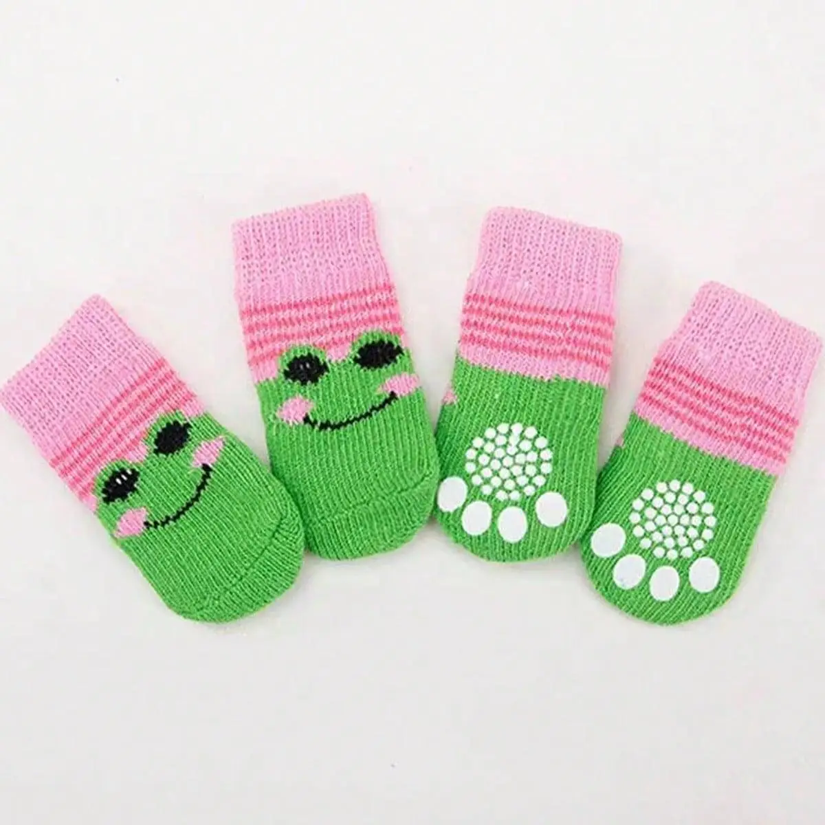 4pcs/Set Cartoon Frog Pattern Pet Socks, Cute Breathable Socks For Small Dogs & Cats, Soft Dog and Cat Clothing