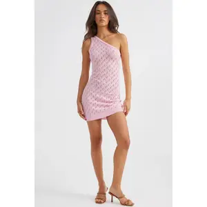 Claire One Shoulder Mini Dress in Pink by SNDYS