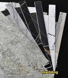 10 Pieces Of Stone Background Wall Mosaic Pvc Wall With Imitation Stone Tile Self-adhesive Wall Brick Marble Black Gray Strip